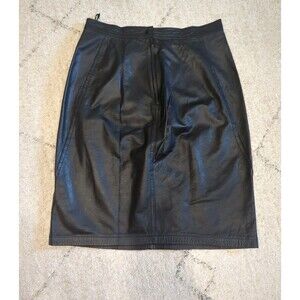 Tarazzia Leather Pencil Skirt Women's Size‎ 9/10 Black Lined Straight Biker Goth